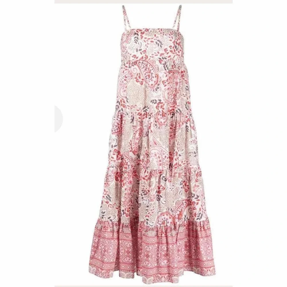 Cara Cara Haley Midi Dress Paisley Border Ivory Size XS